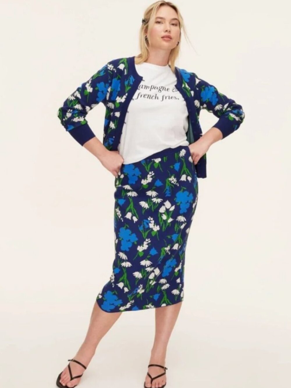 NWT Kate Spade English Garden Party Floral Sweater Knit Pencil Skirt Size Large